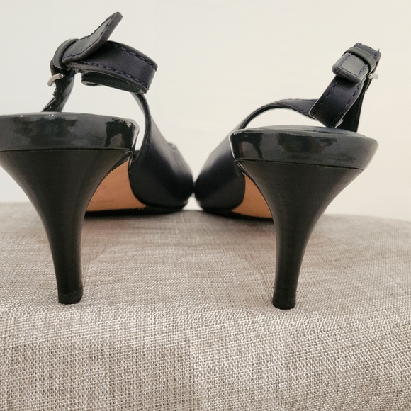 Cole Haan Air Christy Navy Peep-Toe Slingback Heels - Picture 6 of 8